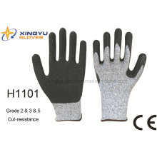 Hppe Latex beschichtete Crinkle Cut-Resistance Sicherheits-Handschuh (H1101)